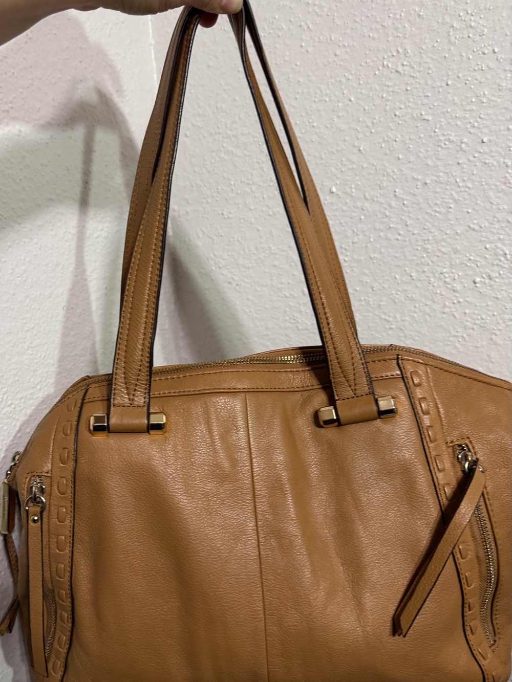 b. makowsky Tan Leather Shoulder Bag